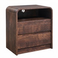 Table de chevet en bois à panneaux larges avec station de charge, 2 grands tiroirs de rangement, décoration intérieure, table d'appoint en bois, table de canapé en bois