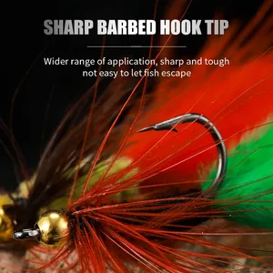 LUSHAZER 20pcs 40pcs Kit de leurres de pêche à la mouche Set de mouches à plumes avec hameçons Colorful Dry Wet Nymph Streamer Trout - Product Image 3