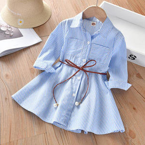 Agente de Compras en Guangzhou, Vestido de Princesa para Niñas, Primavera y Otoño, Vestido Camisero a Rayas - Product Image 3