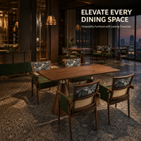Ensemble de table et de chaises de restaurant au design minimaliste, robuste, durable et confortable, avec plateau en bois massif pour hôtel, banquet