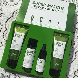 LOGO Kustom Perawatan Jerawat Menghilangkan Jerawat Kit Perawatan Kulit Matcha Teh Hijau Set Perawatan Kulit untuk Wanita dan Pria