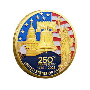 Pièce de collection estampillée en métal plaqué or, commémorative du 250e anniversaire américain, avec la mascotte de la <span class=keywords><strong>Statue</strong></span> de la Liberté, nouvelle collection, vente chaude - Product Image 2