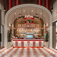 Charmant kiosque à café disposition café bar design comptoir café pour décoration en bois métal