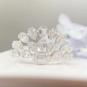 2021 18K 공작 꼬리 모양 아름다운 18K 골드 다이아몬드 반지 여성 반지