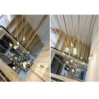 Lustre en verre cristal effet gouttes d'eau pluie de météores, hauteur réglable, pour fenêtre moderne, duplex, escalier, restaurant