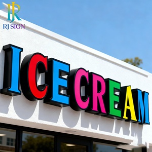 Enseigne lumineuse 3D personnalisée en lettres canal en acrylique avec bandes LED, en acier inoxydable, étanche IP65, <span class=keywords><strong>pour</strong></span> enseignes de crème glacée et de kebab - Product Image 3