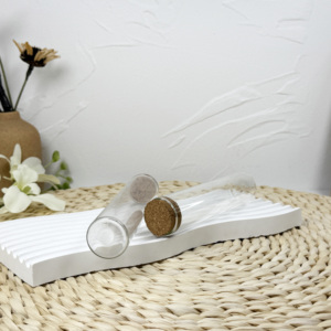 Tubo de ensayo de vidrio transparente de alta calidad con logotipo personalizado Fondo plano con tapas de corcho - Product Image 3