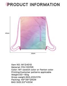 Sacs de courses personnalisés en polyester recyclé écologique avec poignée en corde et cordon de serrage, certifiés BSCI/GRS – Grande Vente - Product Image 5