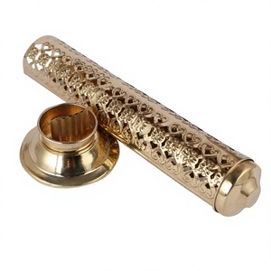Quemador de Incienso de Latón con Recolector de Ceniza, Diseño Floral Decorativo, Hecho a Mano para Uso Religioso - Product Image 1