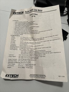 Extech 407740 Digital <b>Sound</b> <b>Level</b> <b>Meter</b> Tested and Work Good Used - Product Image 4