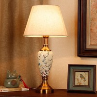 Lampe de lecture Led de Table orientale de luxe, lampe de Table moderne en porcelaine bleue et blanche en céramique Led de bureau, lampe de Table décorative pour la maison