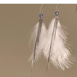 Pendientes Colgantes Electrochapados con Diseño de Pluma y Borla de Circones, Estilo Vintage Original Careerist, para Mujer, Otoño-Invierno, Diseño Joker - Product Image 3