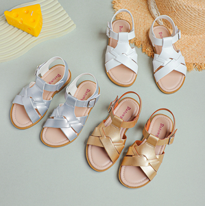 Sandales tissées solides pour filles, nouvelle conception, semelle en caoutchouc Flite pour enfants - Product Image 3