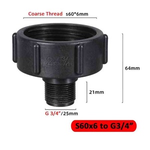 ตัวแปลงท่อน้ำฝน IBC ขนาด S60 X 6 เป็น G3/4" สำหรับถังเก็บน้ำ  อะแดปเตอร์ต่อถังน้ำฝน  อะแดปเตอร์สำหรับถังน้ำสวน - Product Image 3