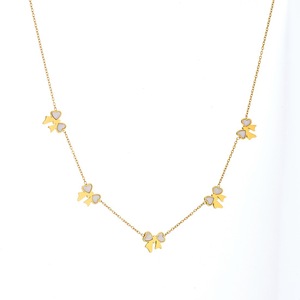 Gold Plated Stainless Steel Bow Pendant Necklace Earrings <b>Bracelet</b> <b>Set</b> Women's Everyday Wear Jewelry Three Piece <b>Set</b> - Product Image 5
