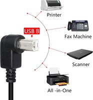 Cable de impresora USB 2,0 tipo B Cable de extensión de impresora USB B hembra a ángulo izquierdo y ángulo recto B macho para escáner