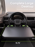Plateau de table multifonctionnel pour voiture SAIJI pour nourriture, ordinateur portable avec fente rétractable pour volant, surface givrée, plateau pour volant de voiture