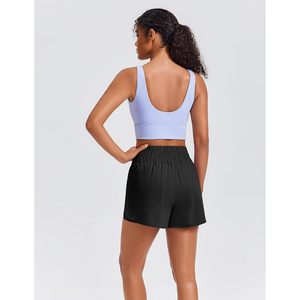 Pantalones Cortos Deportivos 2 en 1 para Mujer FOXA, Cintura Alta con Bolsillos, para Entrenamiento, Gimnasio, Secado Rápido, Transpirables, Spandex, Poliéster - Product Image 5