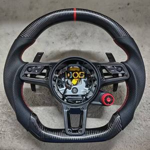 Volante Deportivo de Fibra de Carbono DOS con Cuero Beige para <span class=keywords><strong>Porsche</strong></span> Panamera, Macan, Cayenne, Taycan, 718 Cayman GT4 RS, 911 <span class=keywords><strong>Carrera</strong></span>, Targa 911 - Product Image 5