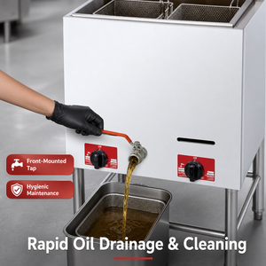 Commercial Floor Standing Single Tank Double <b>Basket</b> Gas Deep Fryer LPG 14L+14L for Fried Chicken French Fries Restaurant - Product Image 5