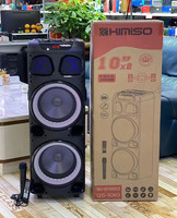 KIMISO Enceinte portable à double haut-parleur, haute puissance 80W, pour karaoké extérieur, avec double haut-parleur de 10 pouces en plastique, modèle QS-1010