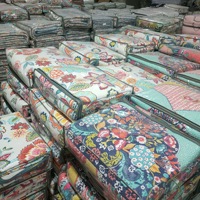 Couvre-lits Patchwork Américains 100% Coton avec Fleurs, Couverture Imprimée Cachemire Faite à la Main, Ensemble Drap de Lit et Taies d'Oreiller en Coton