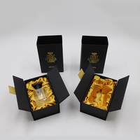 Boîtes d'emballage de parfum en carton noir personnalisées de luxe, rigides, avec dorure à chaud et doublure en éponge, boîte cadeau à double porte magnétique
