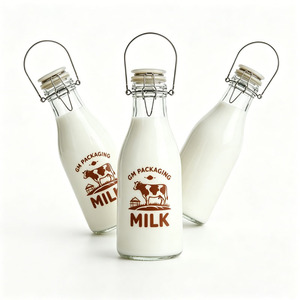 Bouteilles en verre coniques réutilisables faites à la main pour <span class=keywords><strong>jus</strong></span> et boissons, 500 ml et 1000 ml, avec bouchon à bascule, couvercle à clip et poignée - Product Image 2