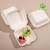 SUMKOKA Contenant alimentaire moderne en bagasse de canne à sucre compostable, sans PFAS, micro-ondable, type coquille, 8 pouces