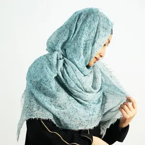 Custom Dip-dye Colored Dot Modal Voile Cotton Hijabs Muslim Women Tassel Shawl Knit Hair Scarves Viscose Turbans For Ladies 2024