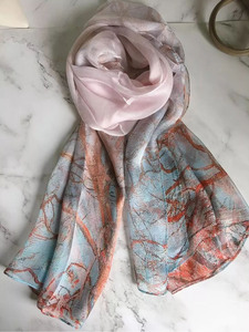 Foulard hijab <span class=keywords><strong>en</strong></span> <span class=keywords><strong>soie</strong></span> peint bloc à la main, accessoires de mode, foulards peints style indien pour dames - Product Image 6