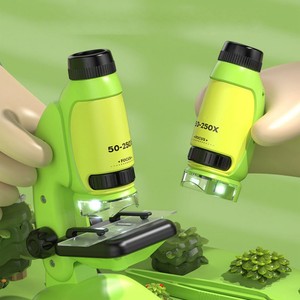 Kids' Portable Microscope LED Light 3-12x Zoom Fully Multi-Coated Lenses Handheld Model <b>Alkaline</b> <b>AA</b> <b>Battery</b> PVC Material for - Product Image 3
