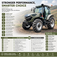 Tractor Agrícola LAWNIO con Certificación CE, Cabina con Aire Acondicionado Opcional, Alta Eficiencia de Trabajo para Siembra