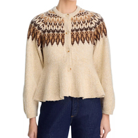 Fournisseur en gros – Nouveauté : Cardigan en maille jacquard à col rond pour femme, coupe ample, idéal pour les trajets quotidiens, veste en tricot, vêtement d'extérieur pour l'automne