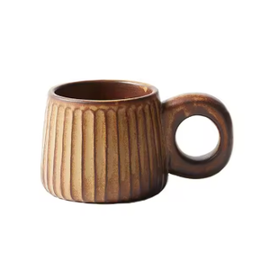 Mug en céramique de porcelaine nordique fait main 250 ml avec anse, design rétro, pour café, thé, latte, cadeaux d'affaires, réutilisable, sans danger pour les aliments - Product Image 6