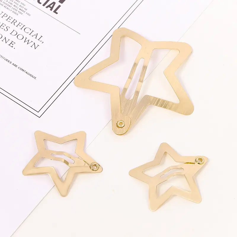Handmade Silver Star-Shaped Snap Hair Clip for Women and Babies Nickel-Free Charm Girl Hair Accessory for Jewelry Making