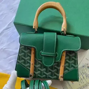 Mini wooden handle handbag saddle saigon bag messenger bag shoulder crossbody bag for women