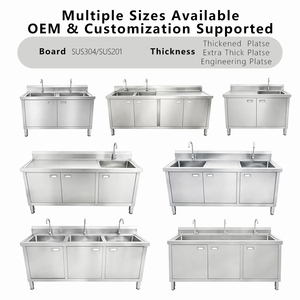 Lavello Commerciale a Doppia Vasca con Gocciolatoio Destro e Mobile Contenitore in Acciaio Inossidabile per <span class=keywords><strong>Cucina</strong></span> <span class=keywords><strong>Ristorante</strong></span> - Product Image 4