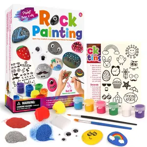 Heißer Verkauf DIY pädagogische handgemachte Zeichnung Low in the Dark ungiftige Kunst Craft Stones Rock Paintings Kit Spielzeug Set für Kinder