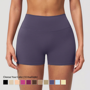 Shorts de <span class=keywords><strong>sport</strong></span> pour femme en tissu brossé uni, effet seconde peau, coupe ajustée, taille haute, effet push-up, écologiques et à séchage rapide - Product Image 2