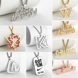 สร้อยคอสแตนเลสสั่งทำจากโรงงาน โลโก้บริษัทแบบ 2 มิติ/3 มิติ สไตล์เรโทร ประดับเพชรแบบสั่งทำ อุปกรณ์เสริมเครื่องประดับ - Product Image 1