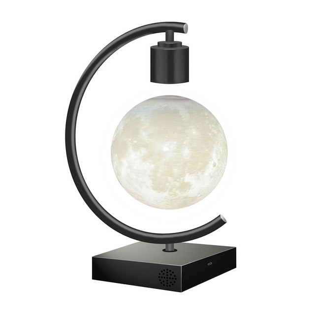 2023 New Magnetic Levitating Moon Lamp Floating Levitation LED Light Bulb Table Lamps with Fast Wireless Charger and Speaker