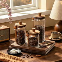 Bocaux de conservation en verre hermétiques et anti-humidité avec couvercle et cuillère en bois d'acacia, récipients à large ouverture pour grains de café, flocons d'avoine et produits secs