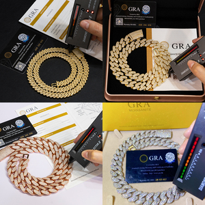 Iced Out Diamond Moissan ite Herren Halskette 14mm Hip Hop Fine Jewelry VVS Moissan ite Sterling Silber 925 kubanische Glieder kette - Product Image 5