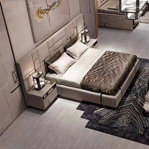 Luxury Villa <strong>House</strong> Italian king Size <strong>Bed</strong> Bedroom Furniture Set Wood Frame Home Room Double Modern Soft Upholstered Leather <strong>Bed</strong> - Product Image 4