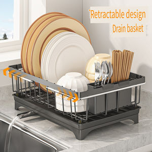 ที่วางจานชามสแตนเลสแบบกันน้ำสองชั้นสำหรับอ่างล้างจานในครัวทันสมัย พร้อมชั้นวางเก็บผัก/ผลไม้ - Product Image 2