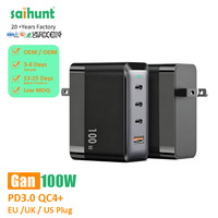 Pengisi Daya Cepat GaN PD 100W Tipe-C Adaptor Perjalanan dengan Perlindungan Keamanan untuk Laptop Tablet Ponsel Colokan US EU UK