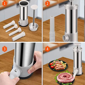Máquina para hacer salchichas Horizontal de acero inoxidable, cocina casera, herramienta de Relleno de salchichas, inyector de carne, herramientas para aves de corral - Product Image 4