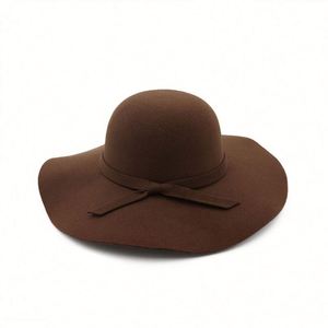 Sombreros Fedora de Fieltro de Ala Ancha de Color Sólido Baratos para Mujer, Invierno - Product Image 2