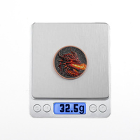 Pièce commémorative 3D en cuivre pur .999 de 1 once, motif Dragon Power UV Art, en relief